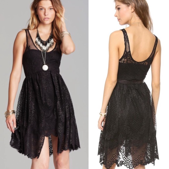 Free People Kristal Lace Salinas Foil Print Black - Picture 2 of 6